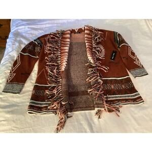 NEW DOE & RAE SOFT WARM AZTEC SWEATER CARDIGAN - OPEN FIT & stretchy‎ Sz- L